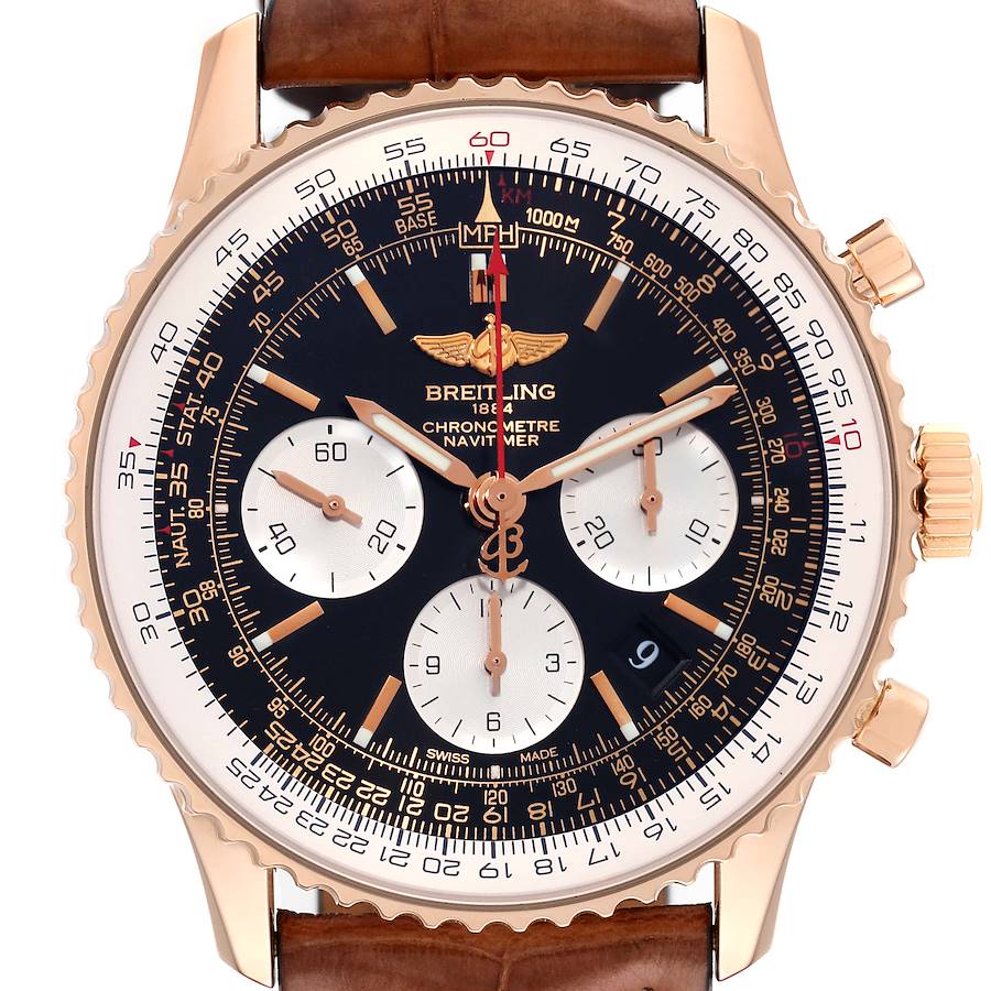 Breitling Navitimer 01 Rose Gold Black Dial Mens Watch RB0120