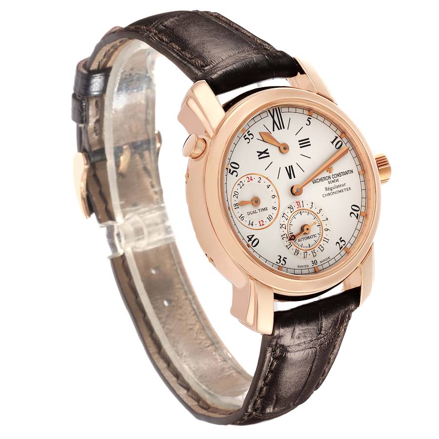 Vacheron Constantin Malte Dual Time Regulator Rose Gold Mens Watch 42005