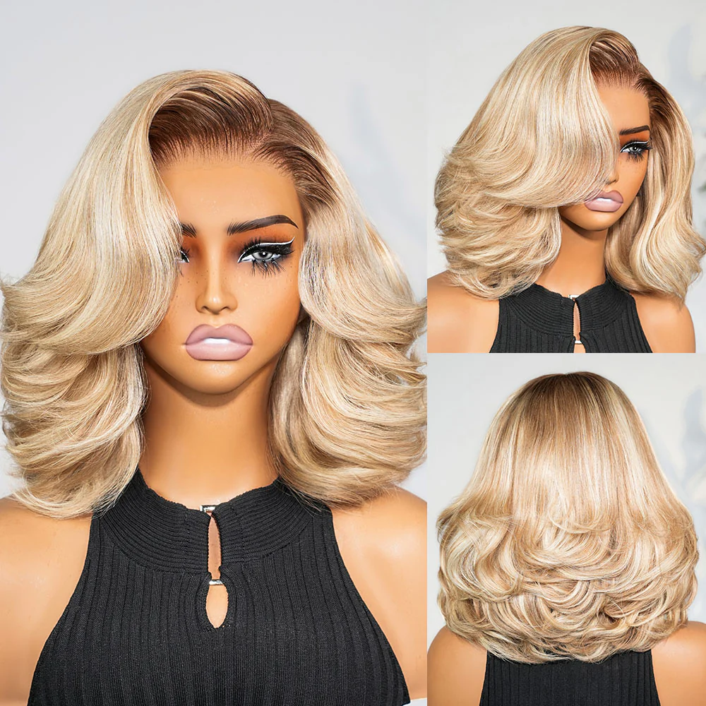 Megalook 6x5 Invisible Knots Glueless Ash Blonde Highlight Loose Body Wave Wigs Realistic Hairline Beginner Friendly
