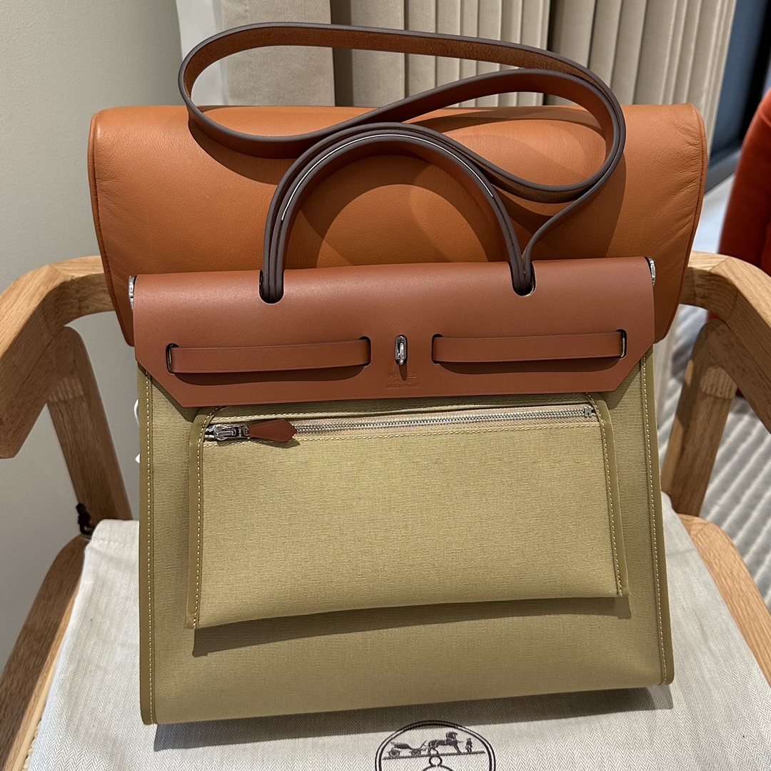 Replica Hermès Herbag 31Cm Brown Canvas