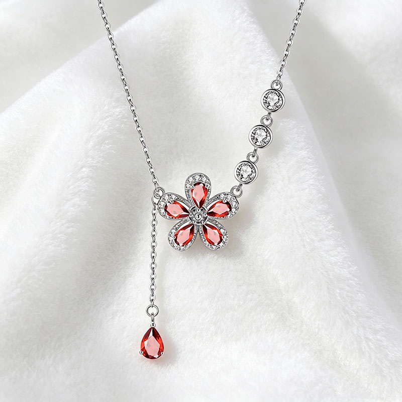 GemVibra Multi-Stone Flower Pendant Necklace in 925 Silver