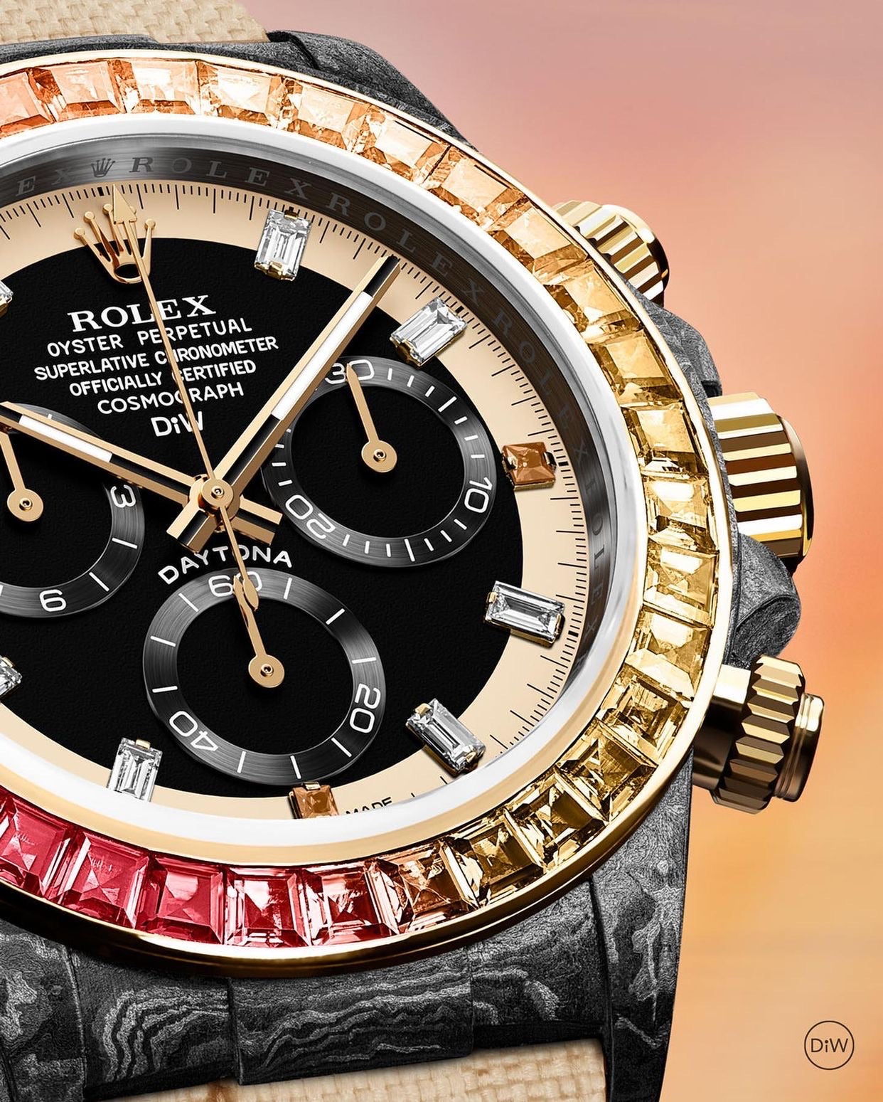 ROLEX Diw Daytona carbon rainbow sunray 40mm carbon