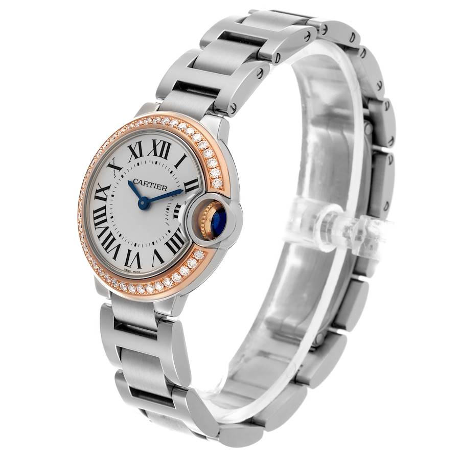 Cartier Ballon Bleu Steel Rose Gold Diamond Ladies Watch WE902079