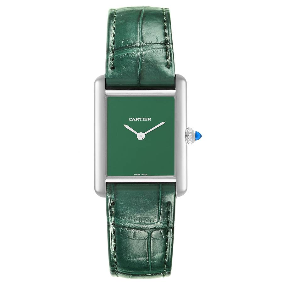 Cartier Tank Must Large Steel Green Dial Ladies Watch WSTA0056 Card