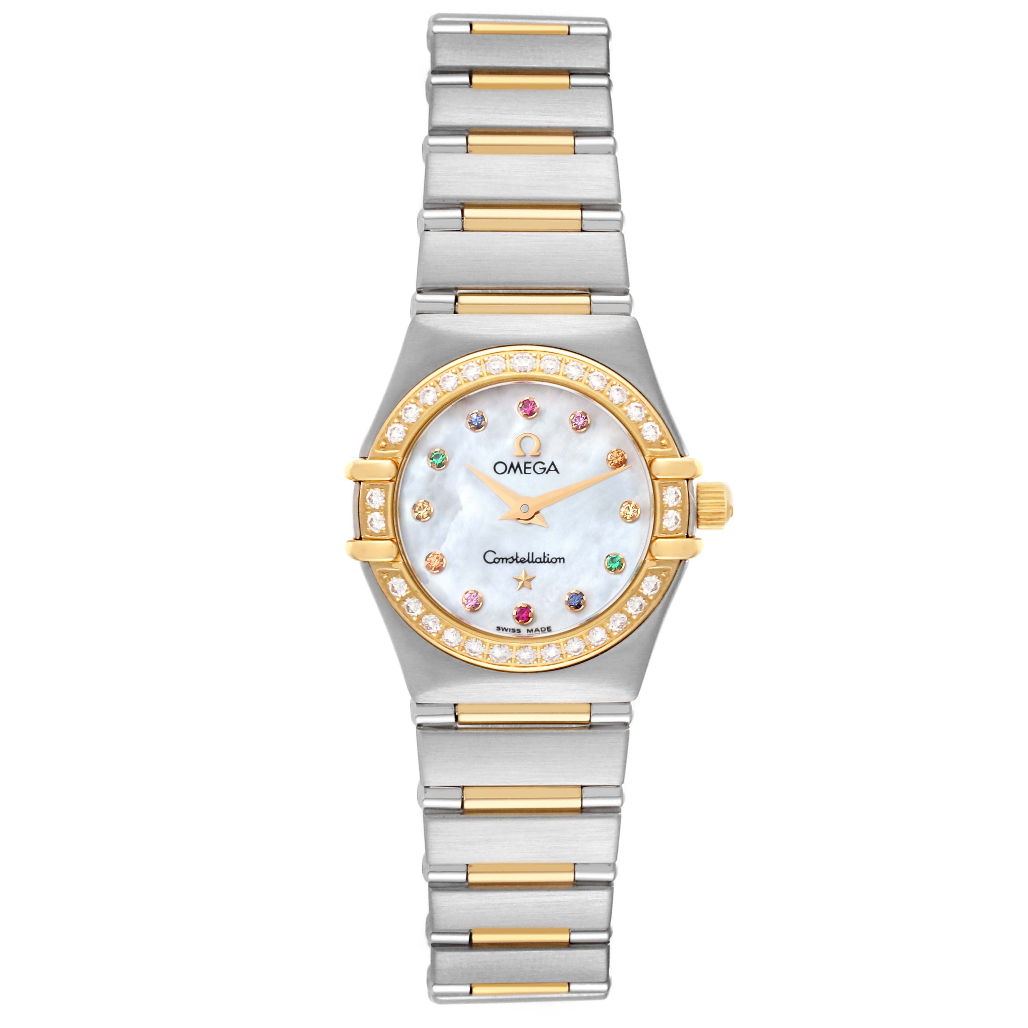 Omega Constellation Steel Yellow Gold Diamond Mother of Pearl Iris Ladies Watch 22.5 MM 1367.79.00