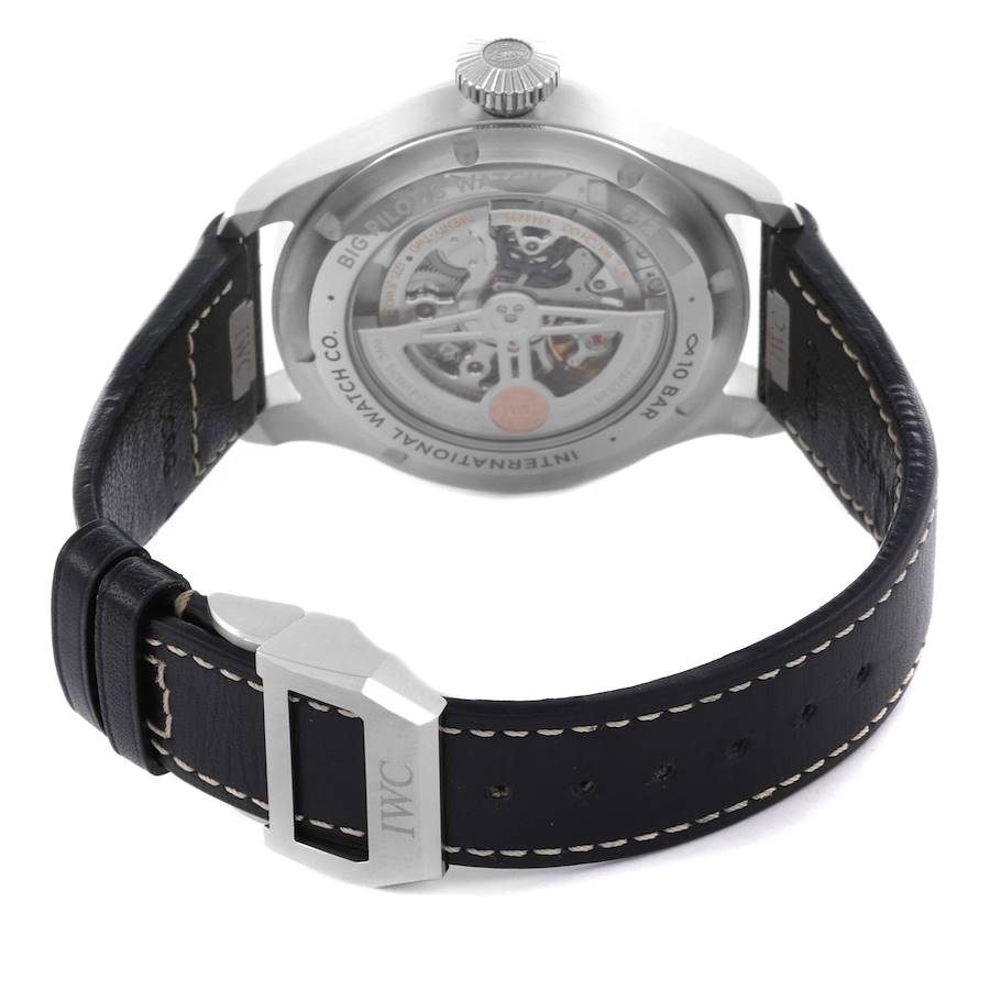 IWC Big Pilots 43mm Steel Blue Dial Brown Strap Mens Watch IW329303