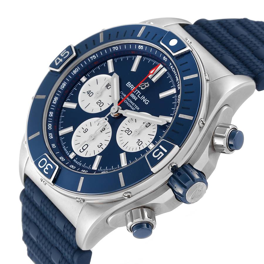 Breitling Super Chronomat B01 Blue Dial Steel Mens Watch AB0136