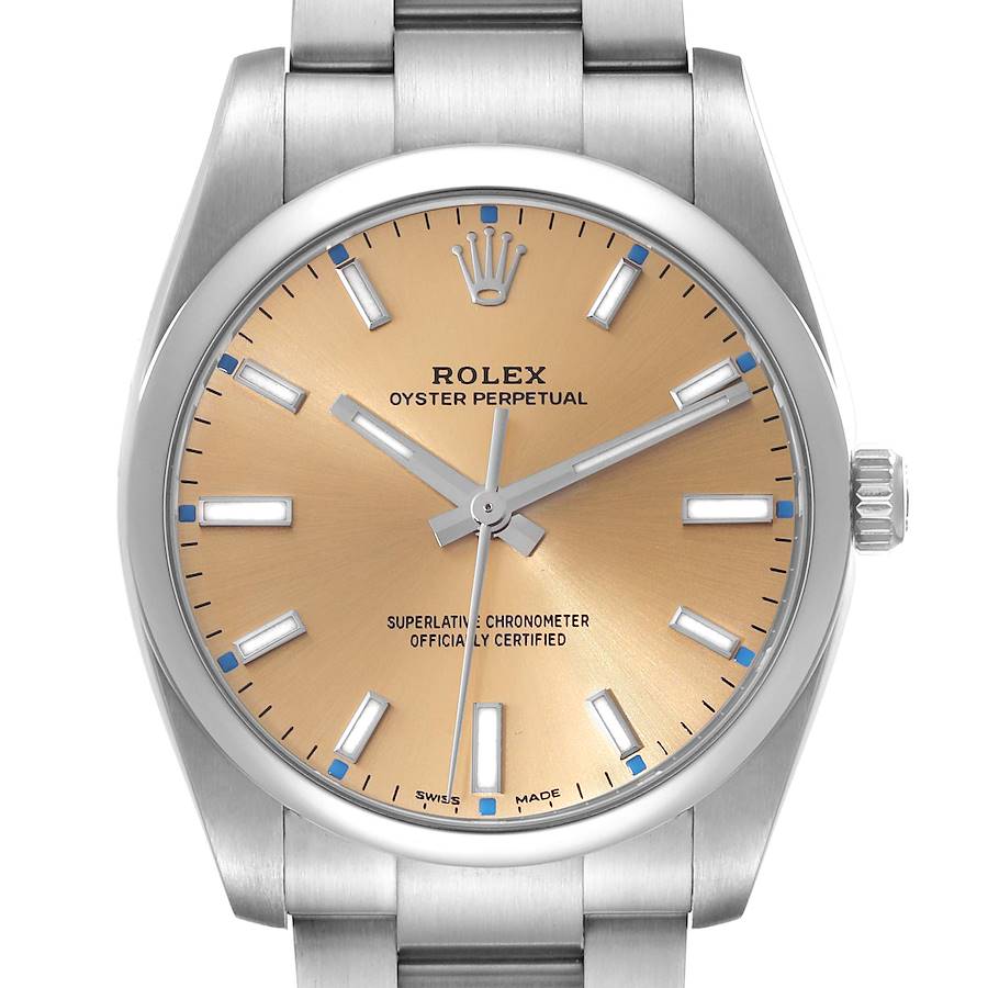 Rolex Oyster Perpetual 34mm White Grape Dial Steel Mens Watch 114200