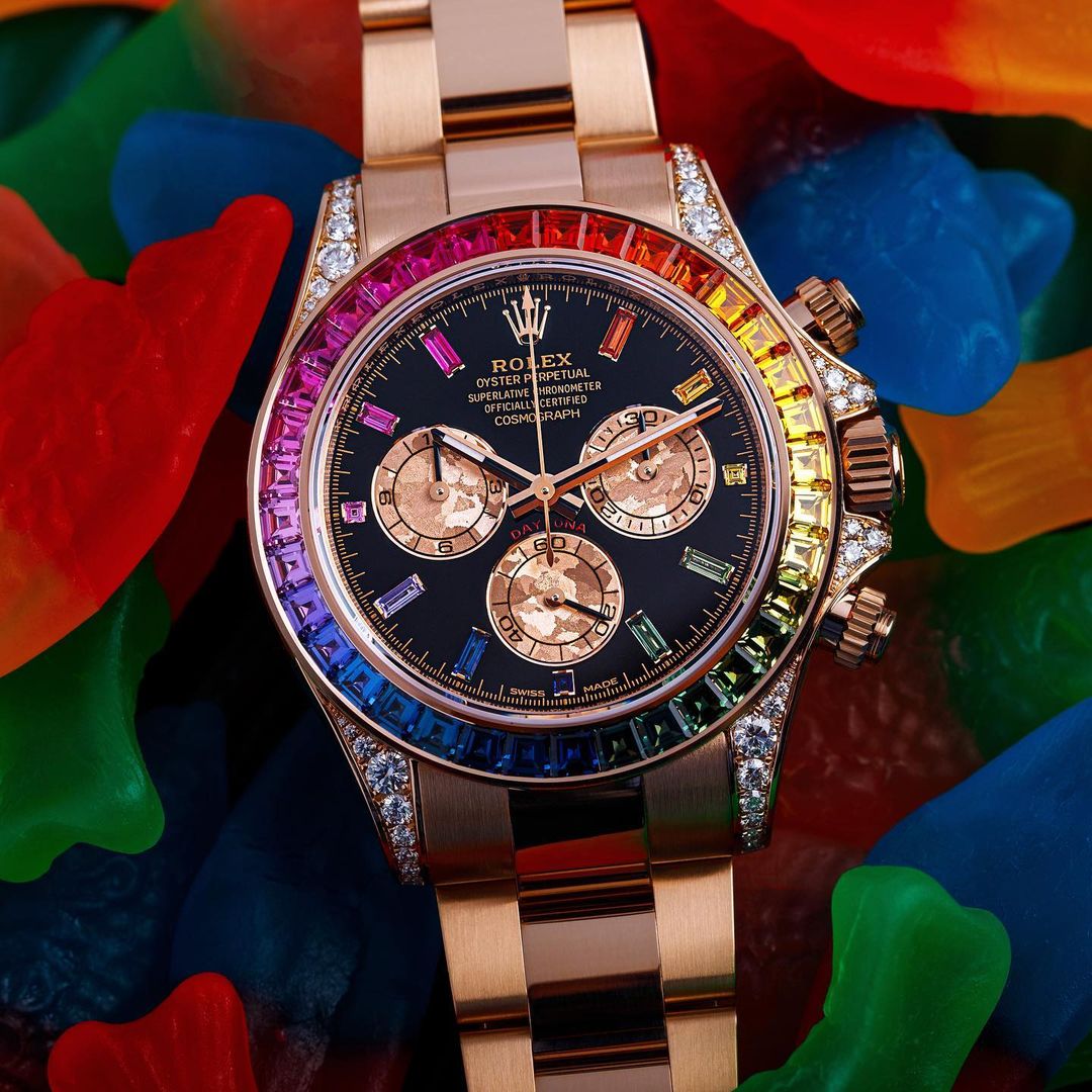 Rolex Cosmograph Daytona 116595RBOW 40mm Everose Gold Rainbow Sapphire Watch