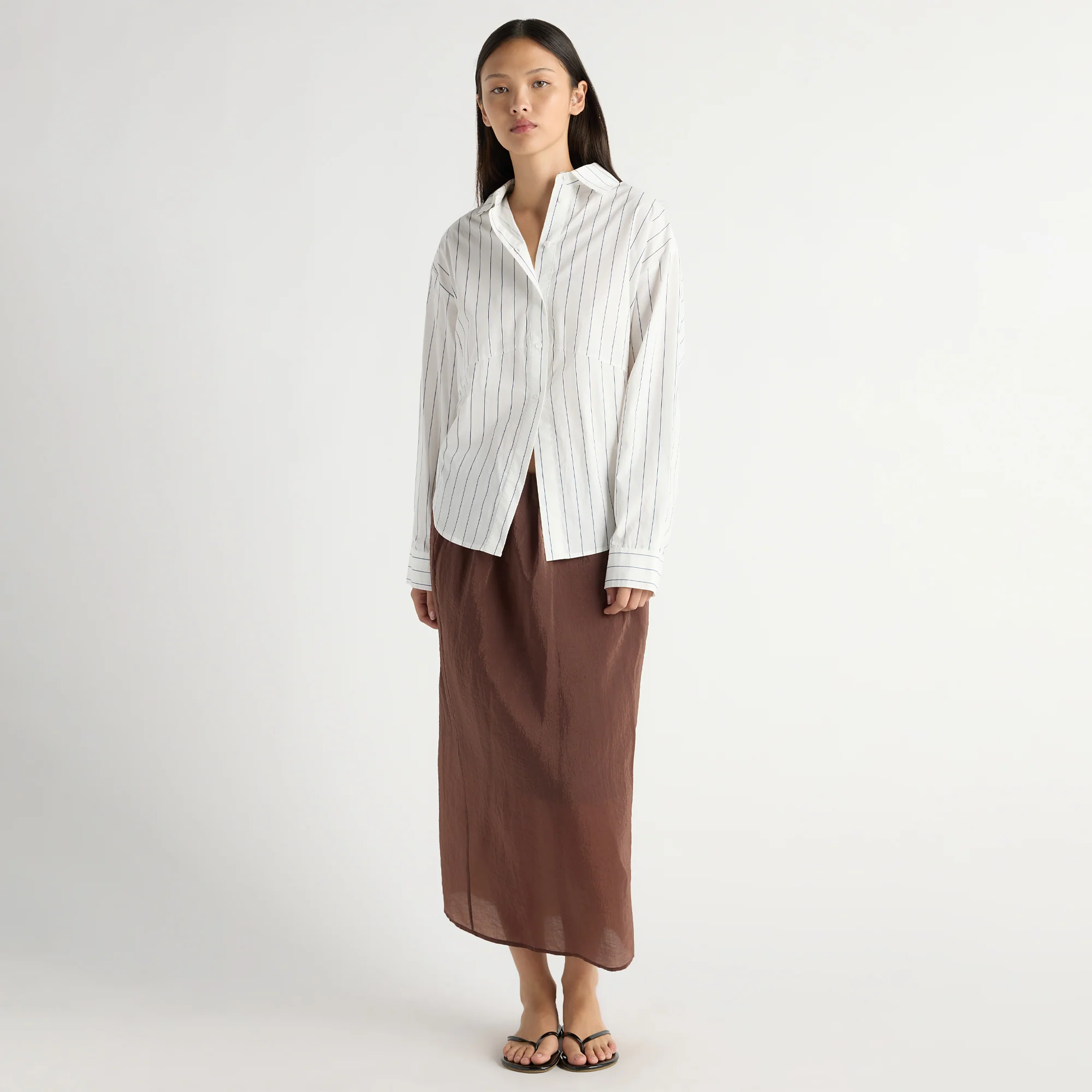 Esther Semi-Sheer Satin Slip Skirt