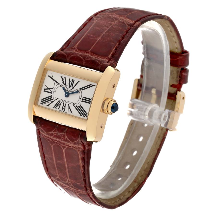 Cartier Tank Divan Mini Yellow Gold Red Strap Ladies Watch W6300356