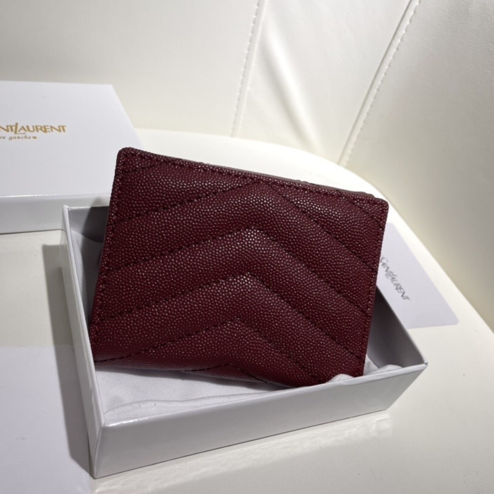 Saint Laurent Cassandre Matelassé Small Envelope Wallet In Grain De Poudre Leather 11Cm