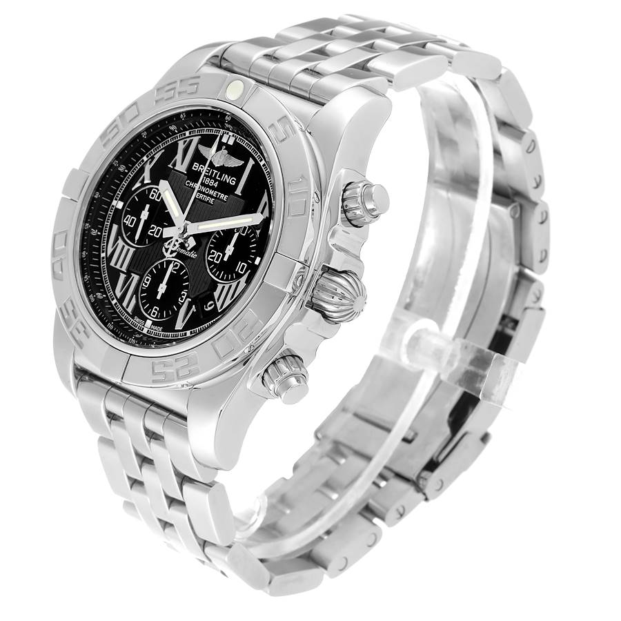 Breitling Chronomat 01 Black Dial Chronograph Steel Mens Watch AB0110