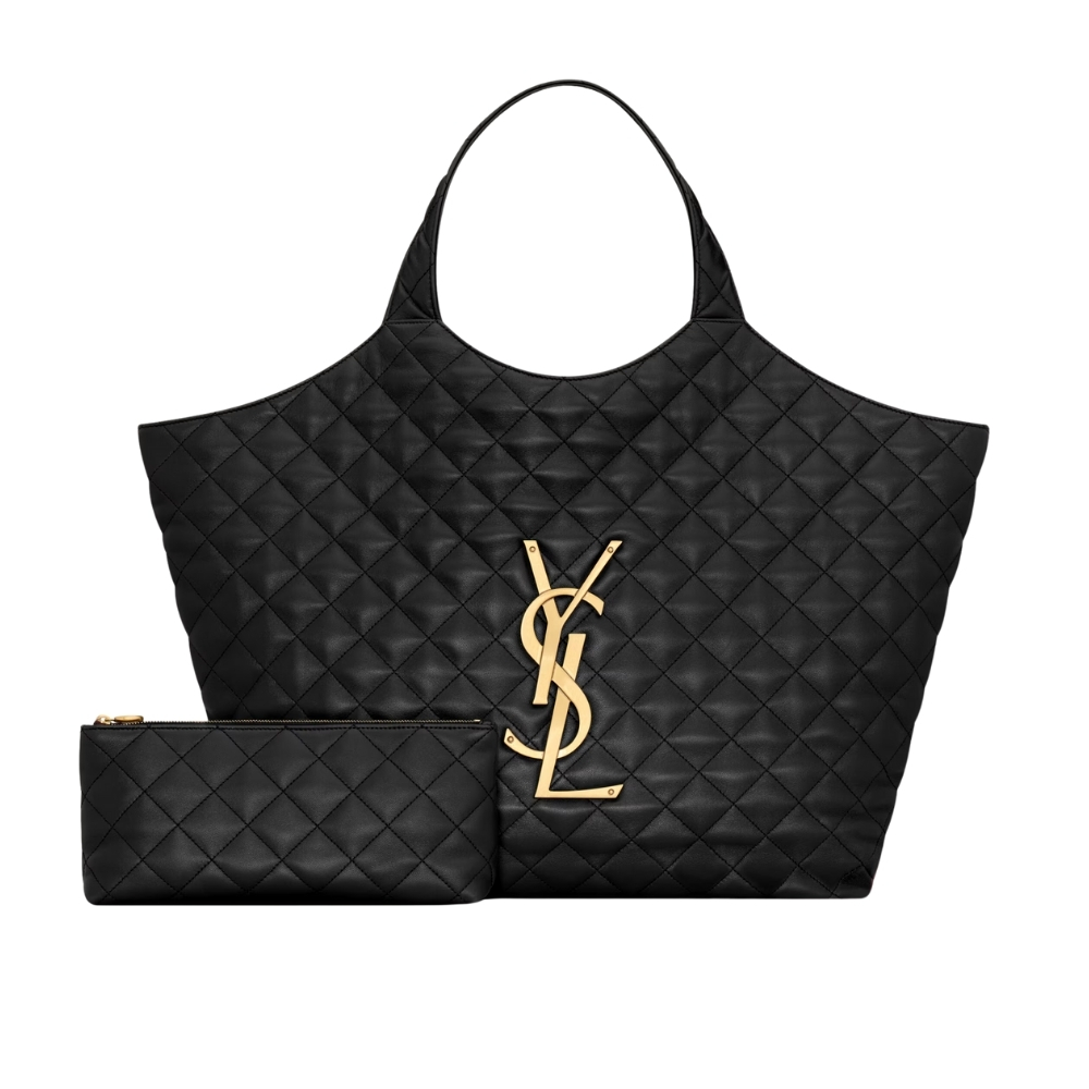 Saint Laurent Icare Maxi Quilted Shoulder Bag Black 50cm 698651AAANG1000