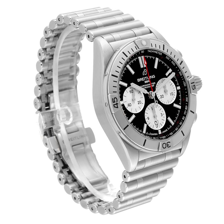 Breitling Chronomat B01 Black Dial Steel Mens Watch AB0134