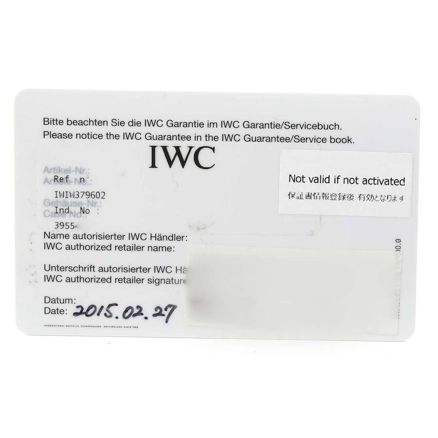 IWC Ingenieur Chronograph Lewis Hamilton Limited Edition Titanium Mens Watch IW379602