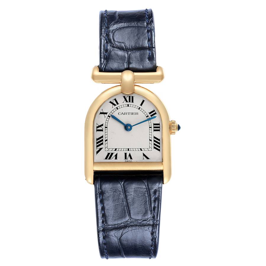 Cartier Cloche Calandre Yellow Gold Silver Dial Ladies Watch 81082