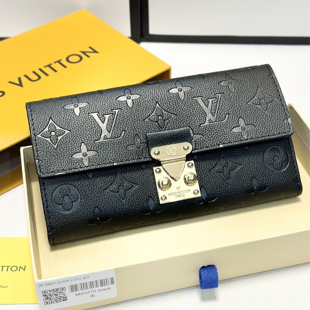 Louis Vuitton Sarah Wallet Monogram Empreinte Black 19Cm M82638