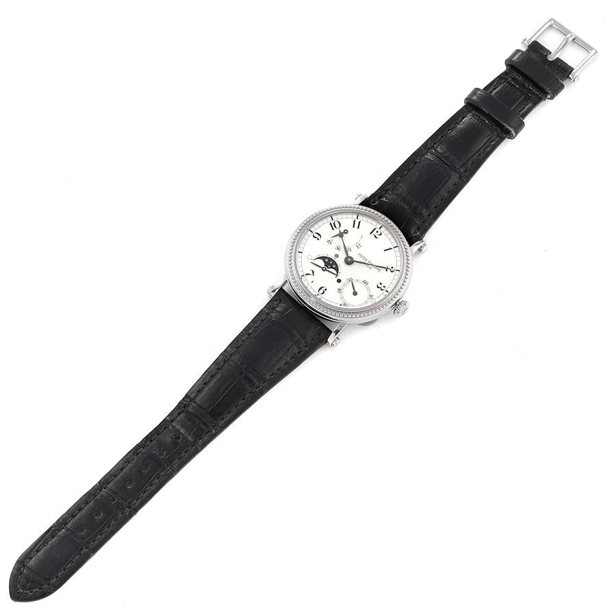 Patek Philippe Complications Moonphase White Gold Mens Watch 5015