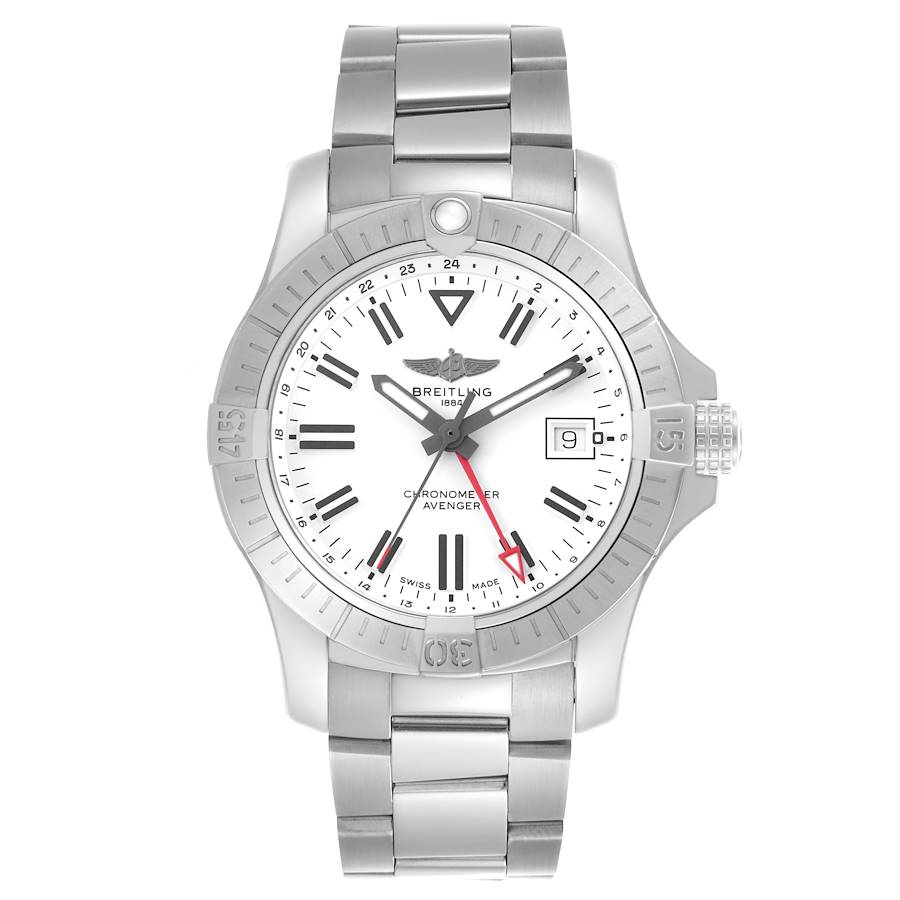 Breitling Avenger GMT White Dial Steel Mens Watch A32397