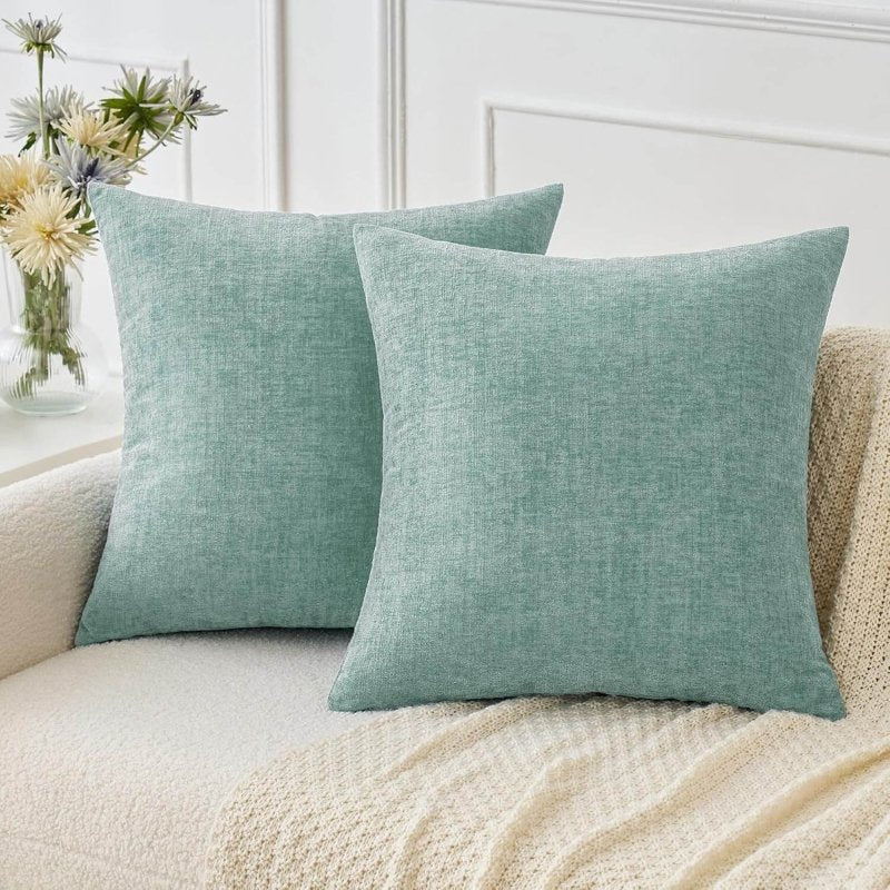 Soft Chenille Solid Dyed Pillow Covers (Pack of 2)