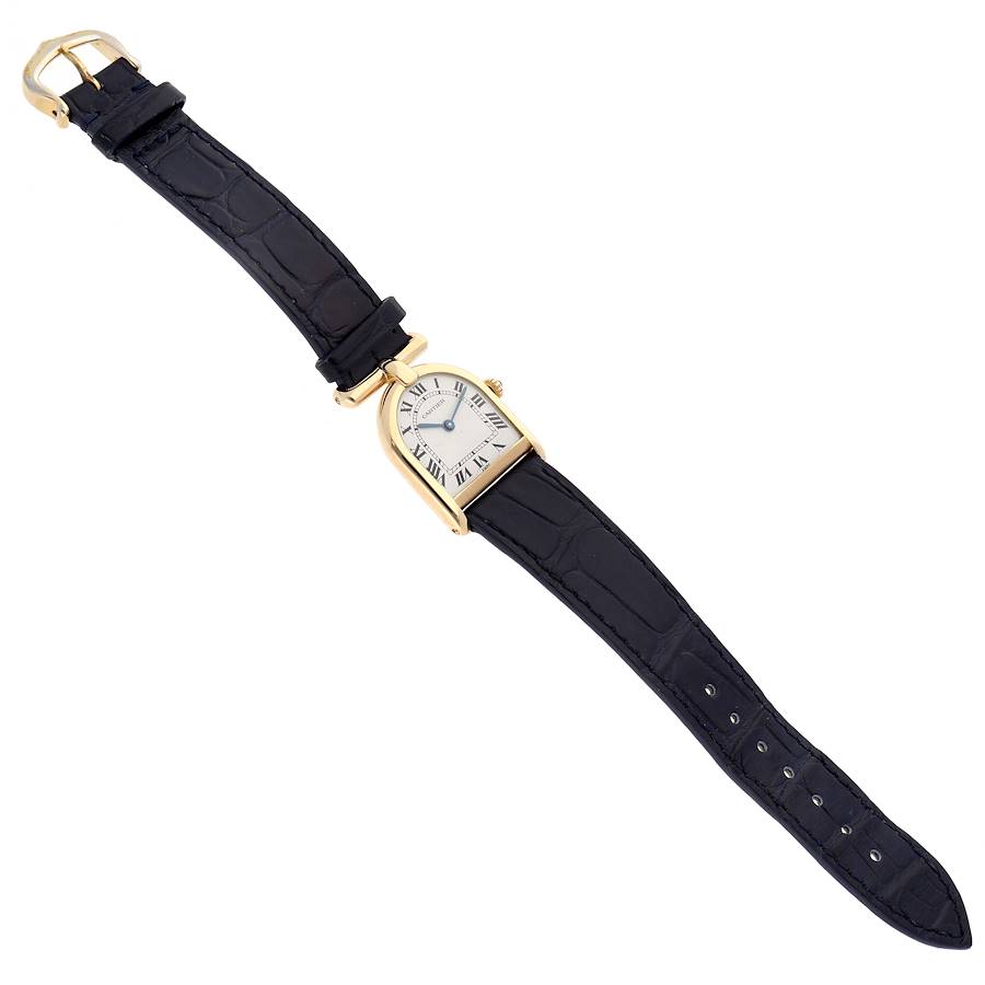 Cartier Cloche Calandre Yellow Gold Silver Dial Ladies Watch 81082
