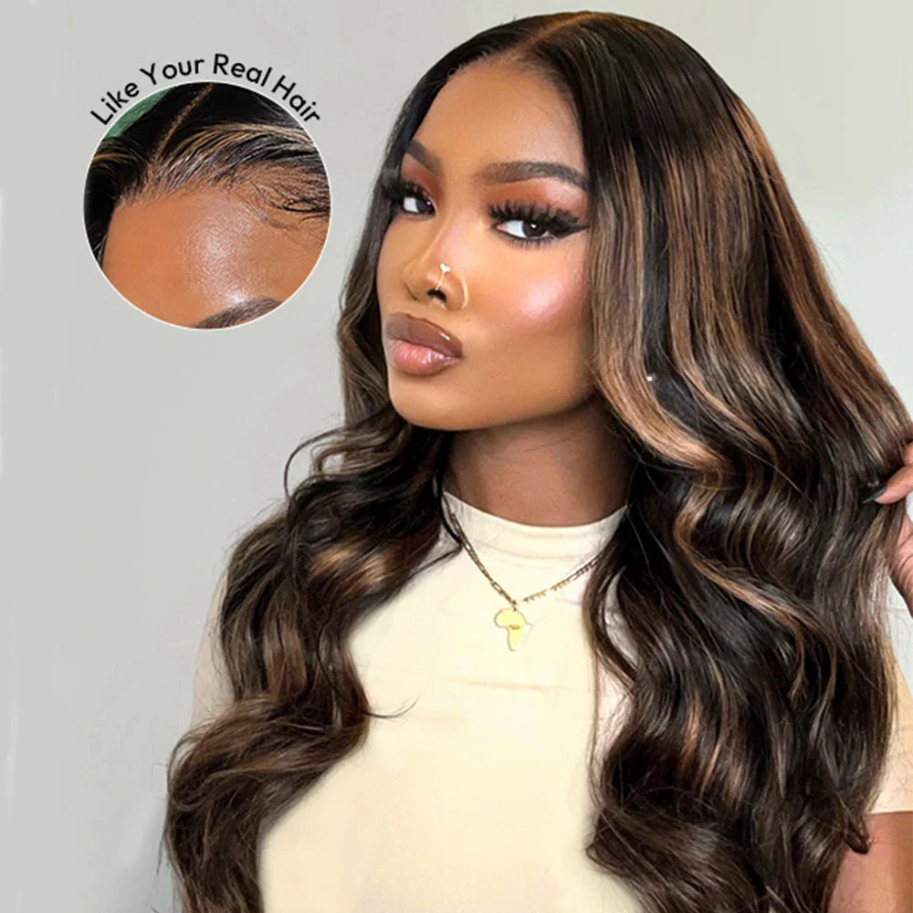 Megalook Bogo Free 13x4 Lace Front Balayage Body Wave Wigs Realistic Hairline