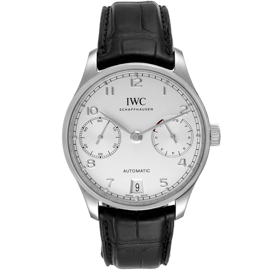 IWC Portuguese 7 Day Steel Silver Dial Mens Watch IW500712