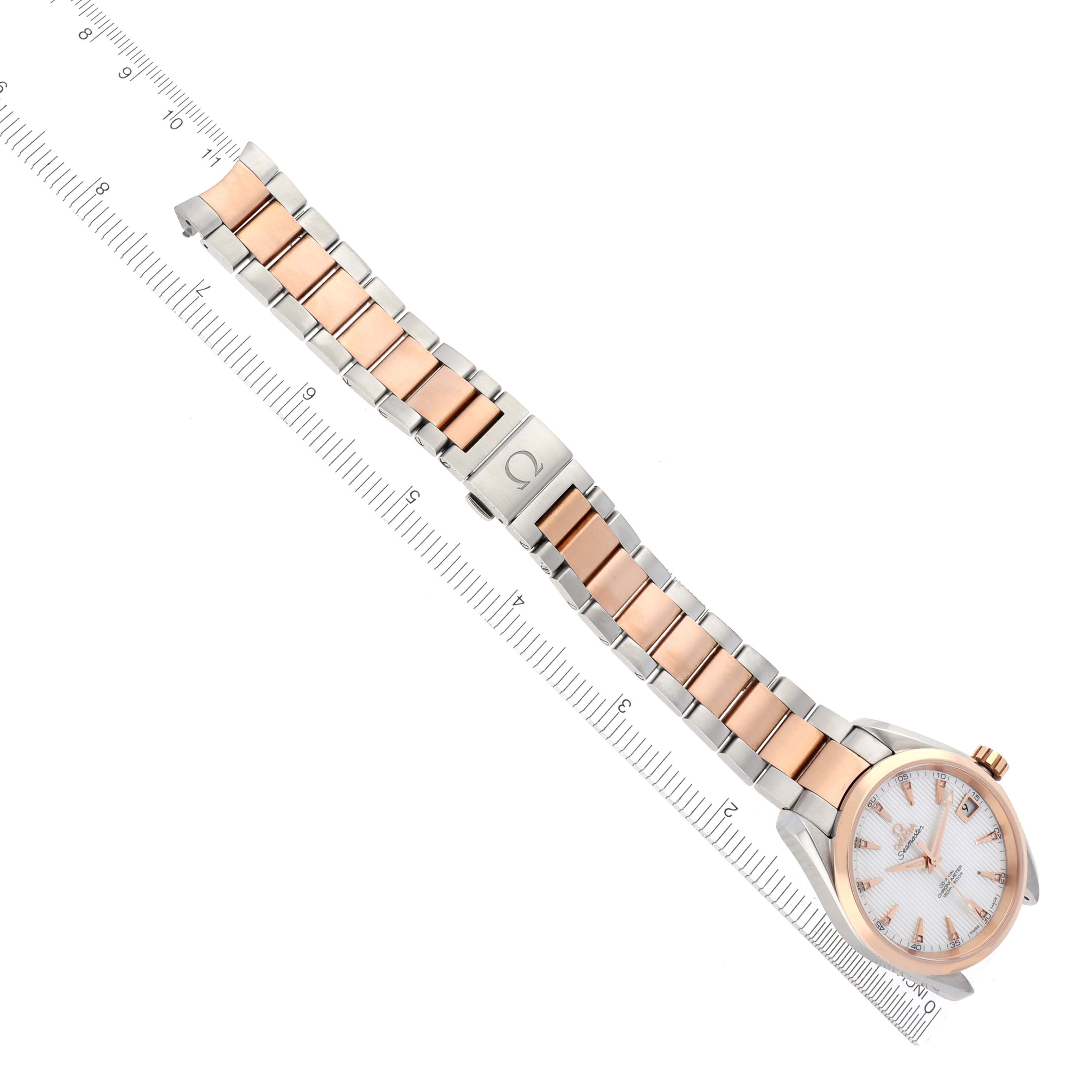 Omega Aqua Terra Steel Rose Gold Mother Of Pearl Diamond Watch 38.5 MM 231.20.39.21.55.001