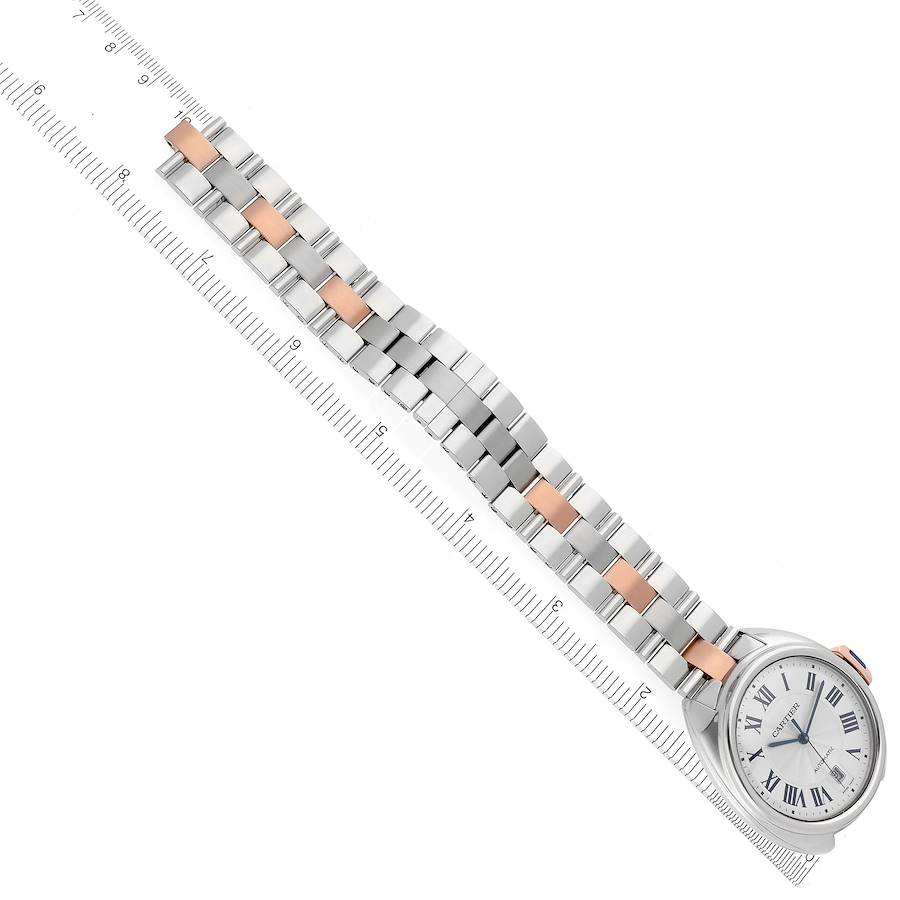 Cartier Cle 40mm Steel Rose Gold Silver Dial Mens Watch W2CL0002