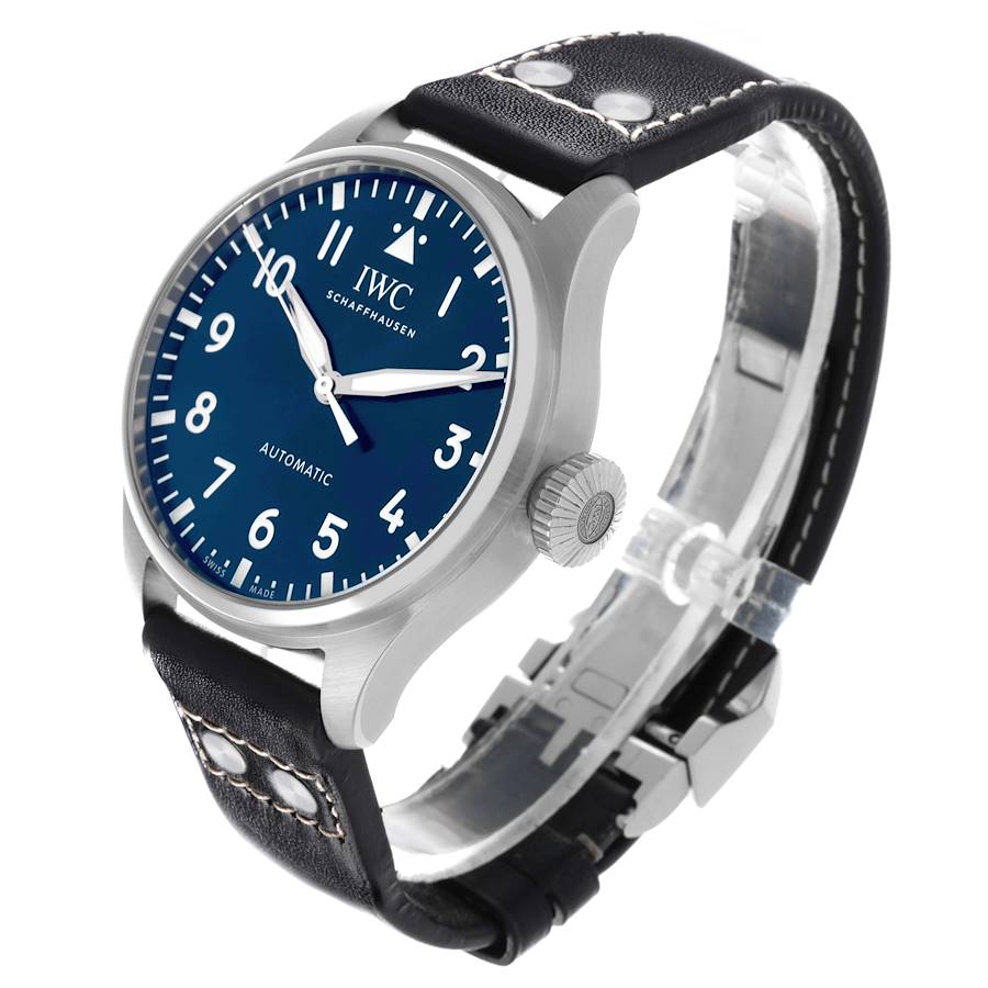 IWC Big Pilots 43mm Steel Blue Dial Brown Strap Mens Watch IW329303