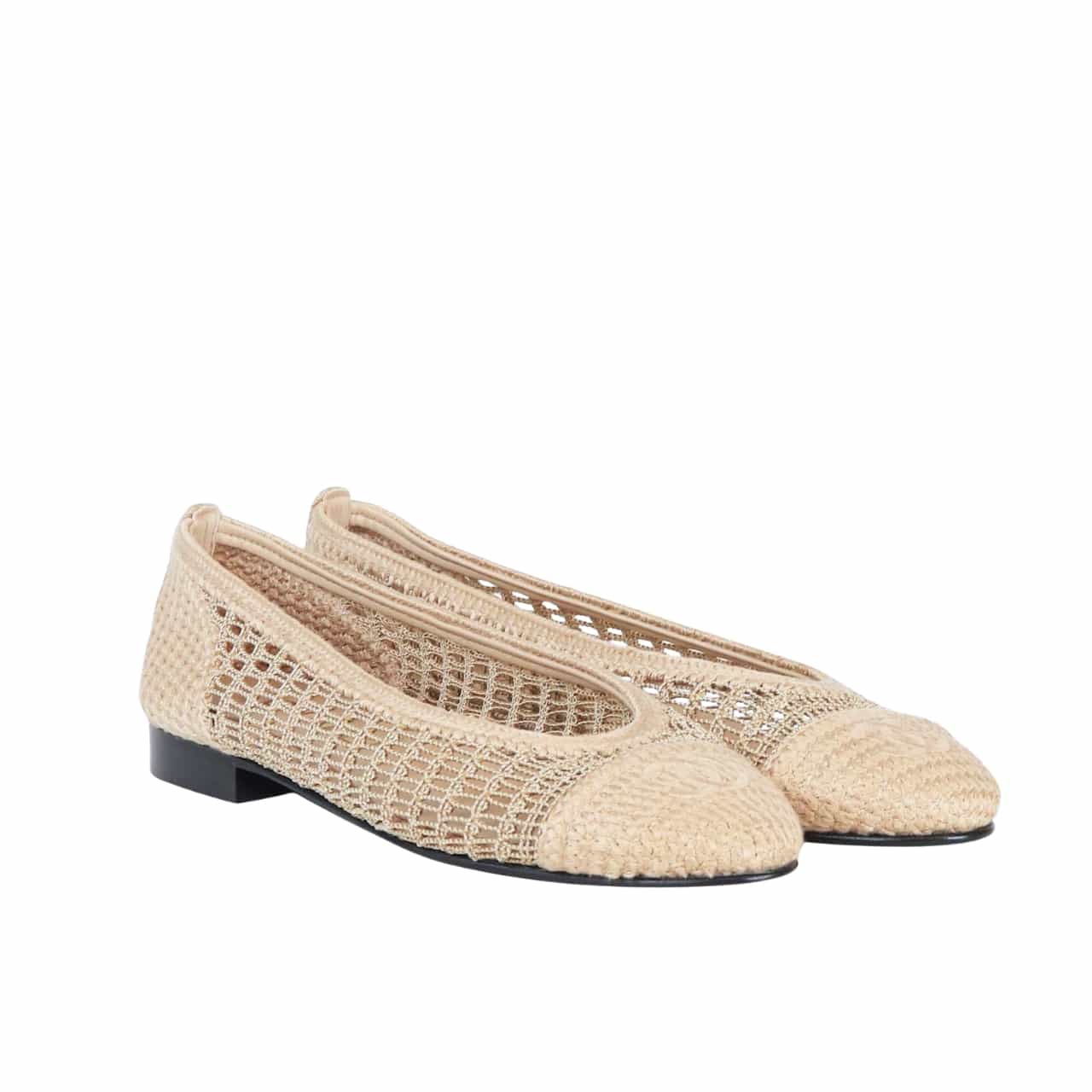 Chanel Ballet Flats Raffia Beige G46352 B19806 NAFBC