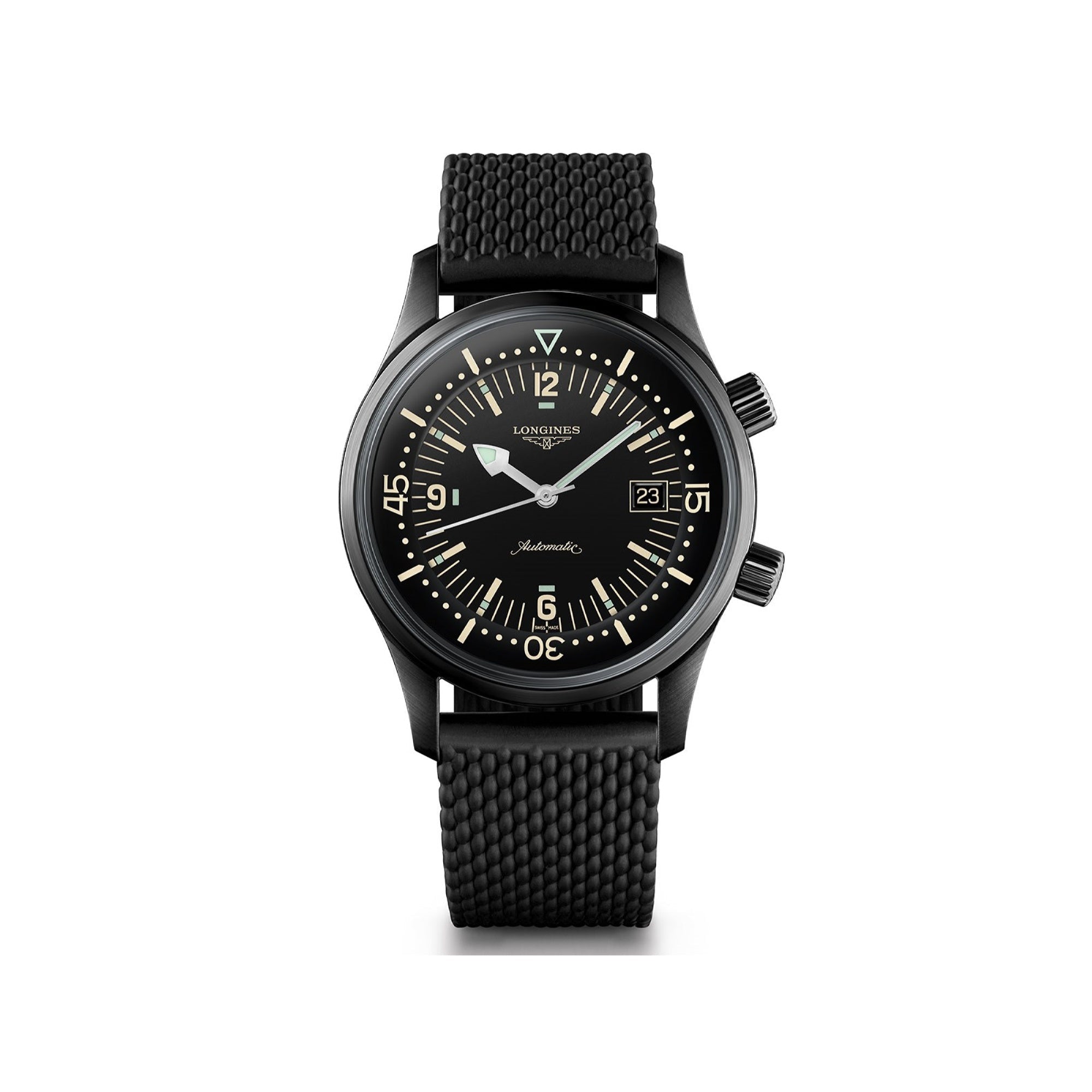 Longines Men's L3.774.2.50.9 Legend Diver Black Rubber Watch