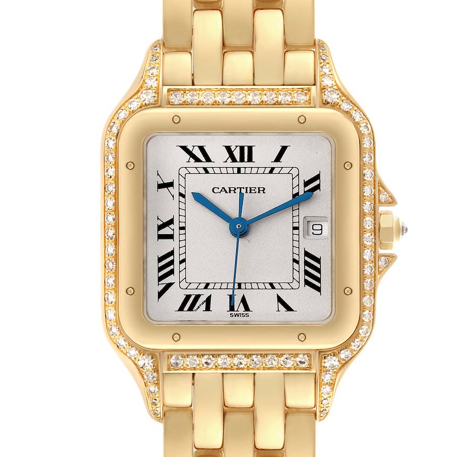 Cartier Panthere Yellow Gold Diamond Mens Watch 883969
