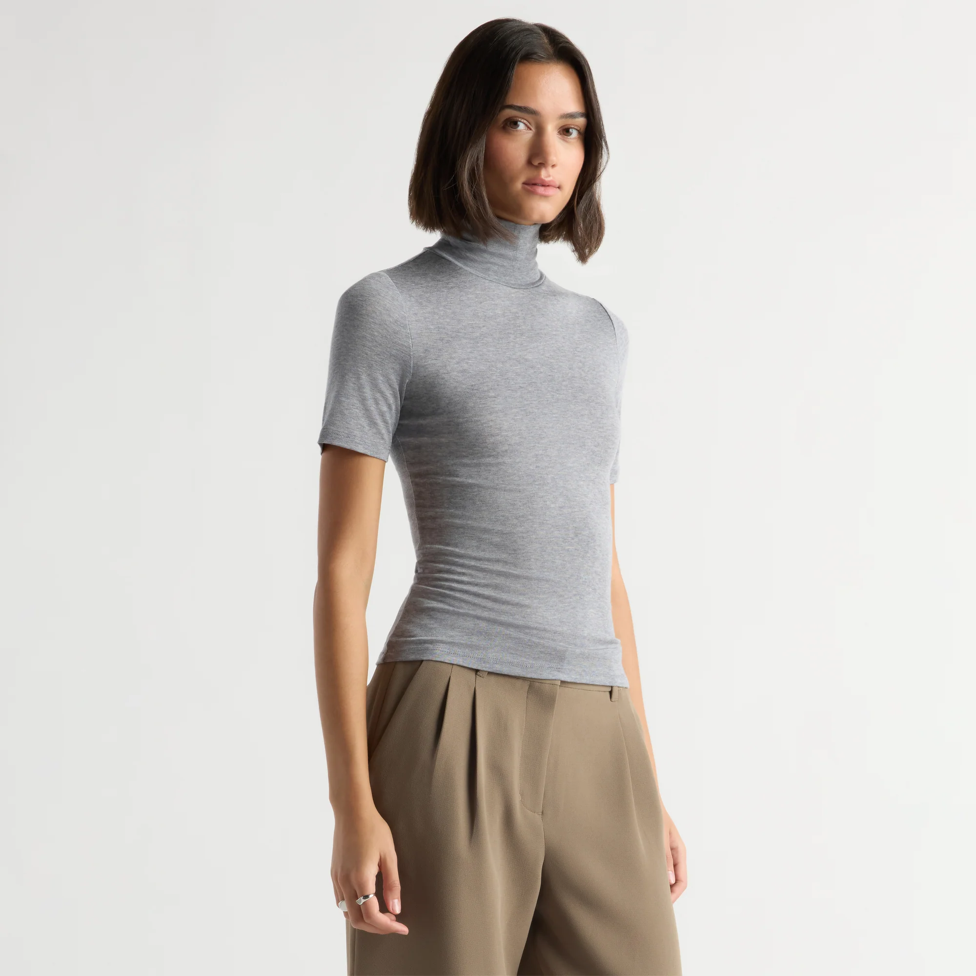 Gianni Mock-Neck Semi-Sheer Tee