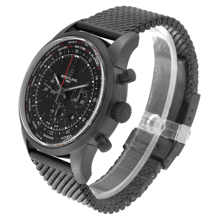 Breitling Transocean Unitime Pilot Black Dial Steel Watch MB0510