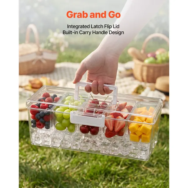 Chilled Condiment Server Caddy 5 Compartment Ice Cooled