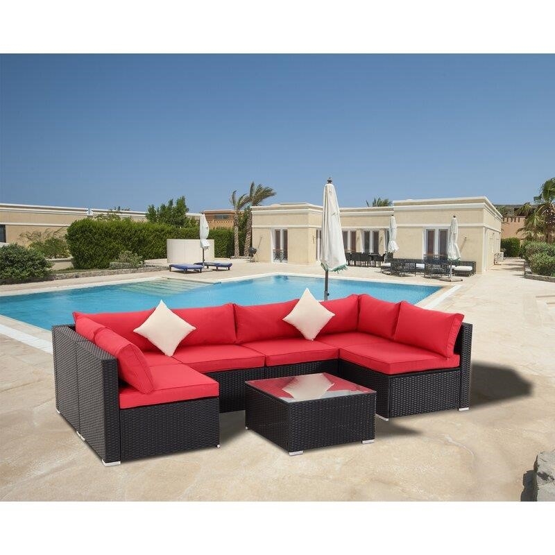 Gwendalyn Wicker/Rattan 6 - Person Seating Group with Cushions