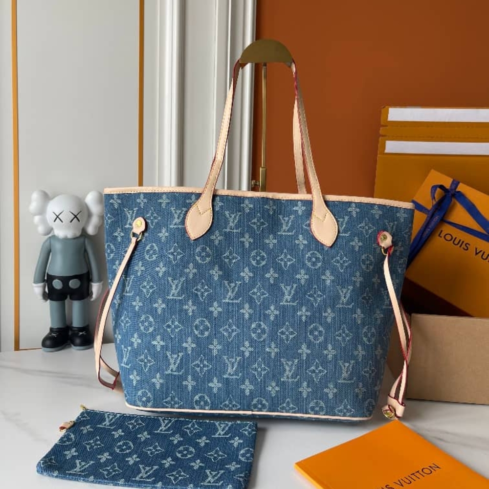 Louis Vuitton Neverfull MM Bag Denim Blue 31Cm M13192