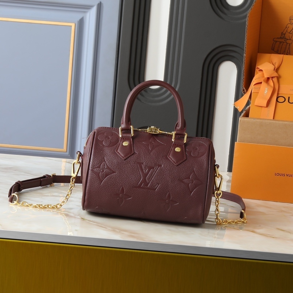 Louis Vuitton Speedy Bandouliere 20 Monogram Empreinte Grenat Red 20Cm M25929