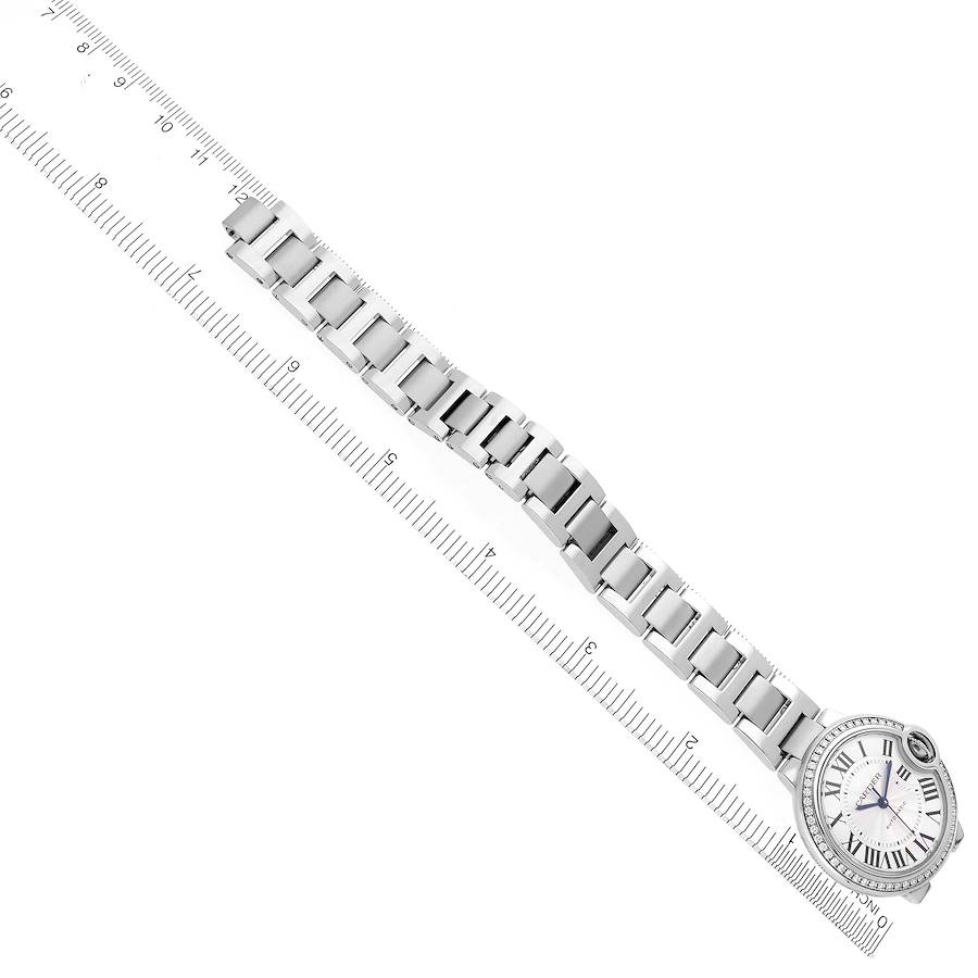 Cartier Ballon Bleu 36mm Steel Diamond Bezel Ladies Watch W4BB0023