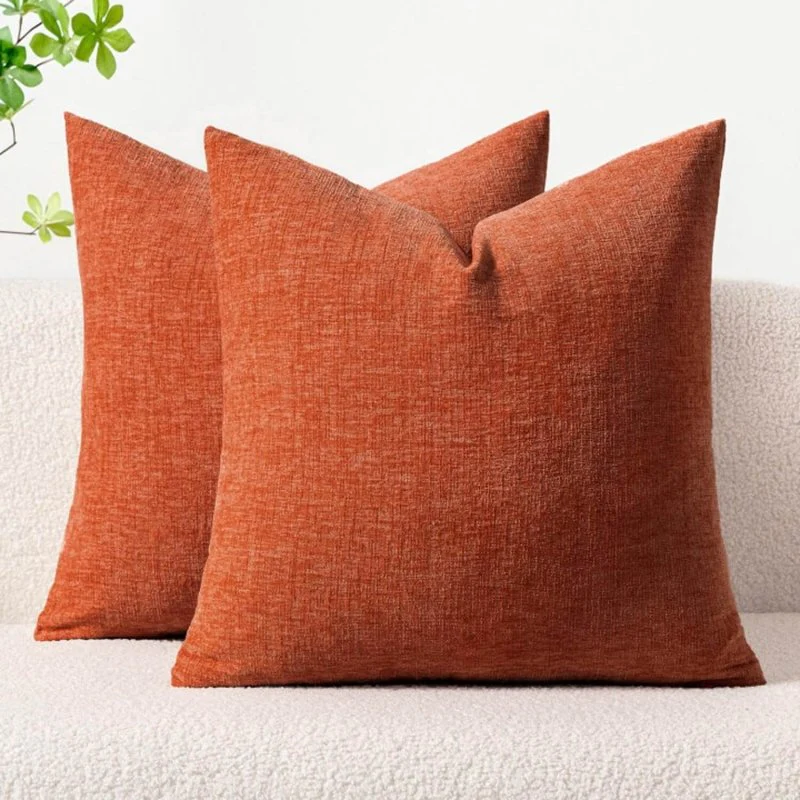Soft Chenille Solid Dyed Pillow Covers (Pack of 2)