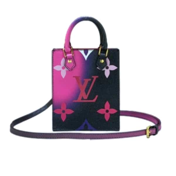 Louis Vuitton Petit Sac Plat Monogram Black And Pink 17Cm
