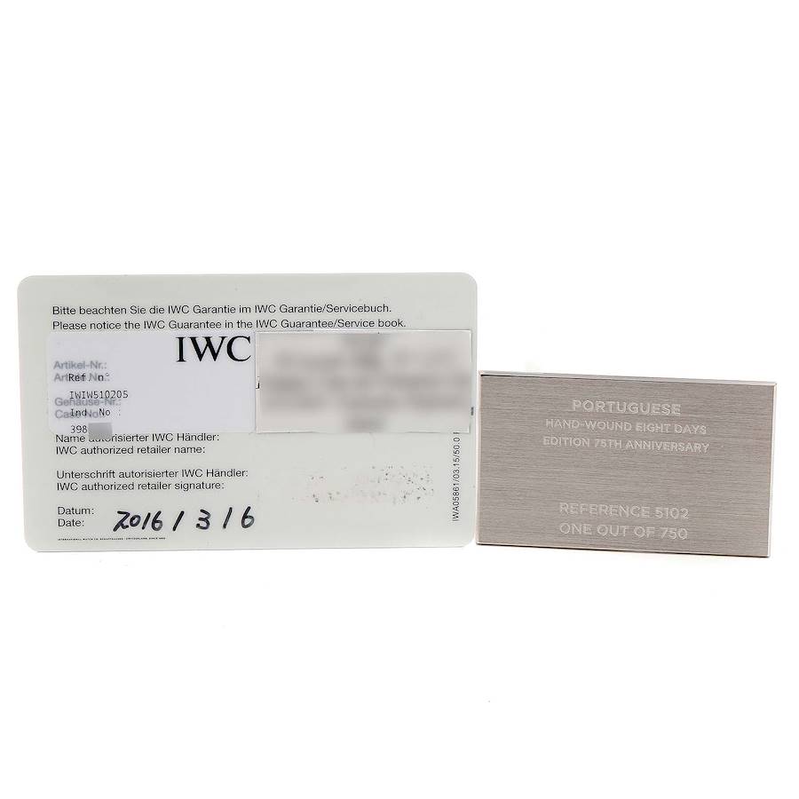 IWC Portuguese Black Dial Manual Wind Steel Mens Watch IW510205