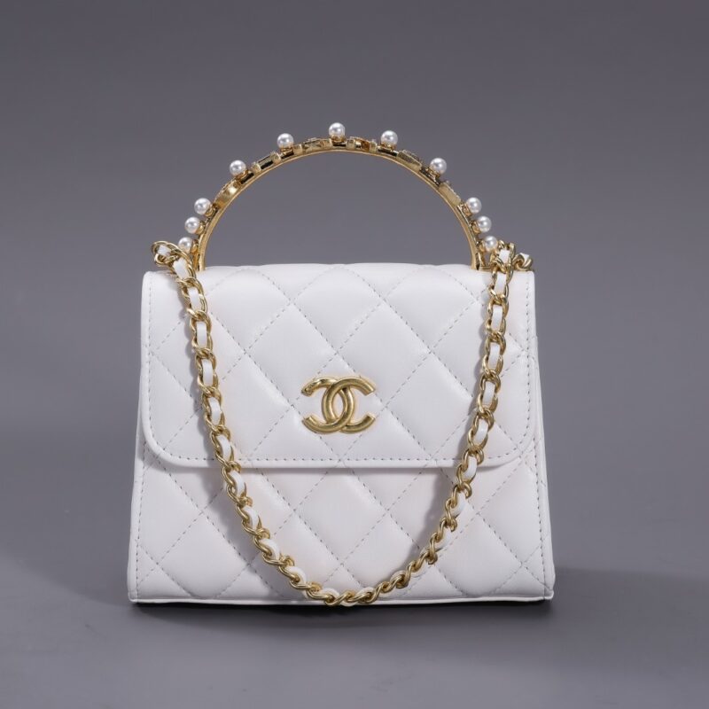 CHANEL 23B Pearl White Handle Bag