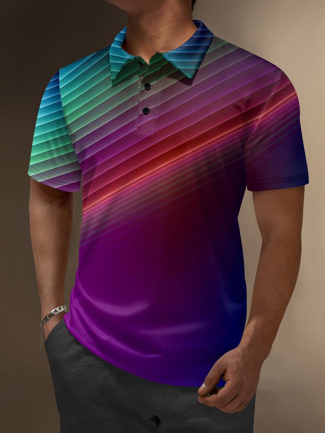 Moisture Wicking Artistic Abstract Gradient Colors Golf Polo