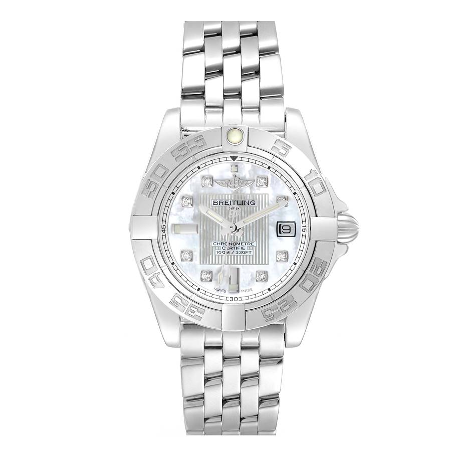 Breitling Galactic Cockpit Mother of Pearl Diamond Steel Ladies Watch A71356