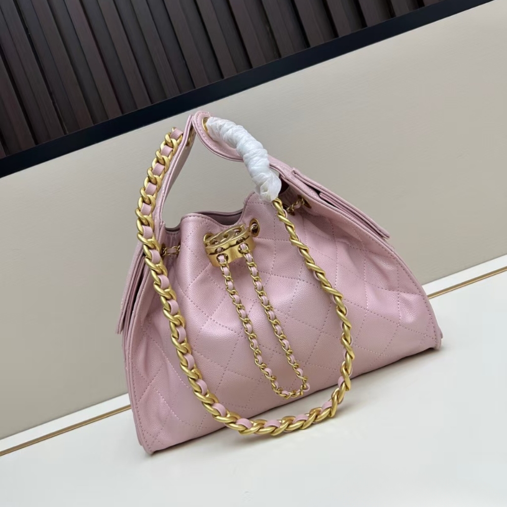 Chanel 25 Small Handbag Grained And Gold Tone Metal Light Pink 26cm AS5293 B20304 NAGEO