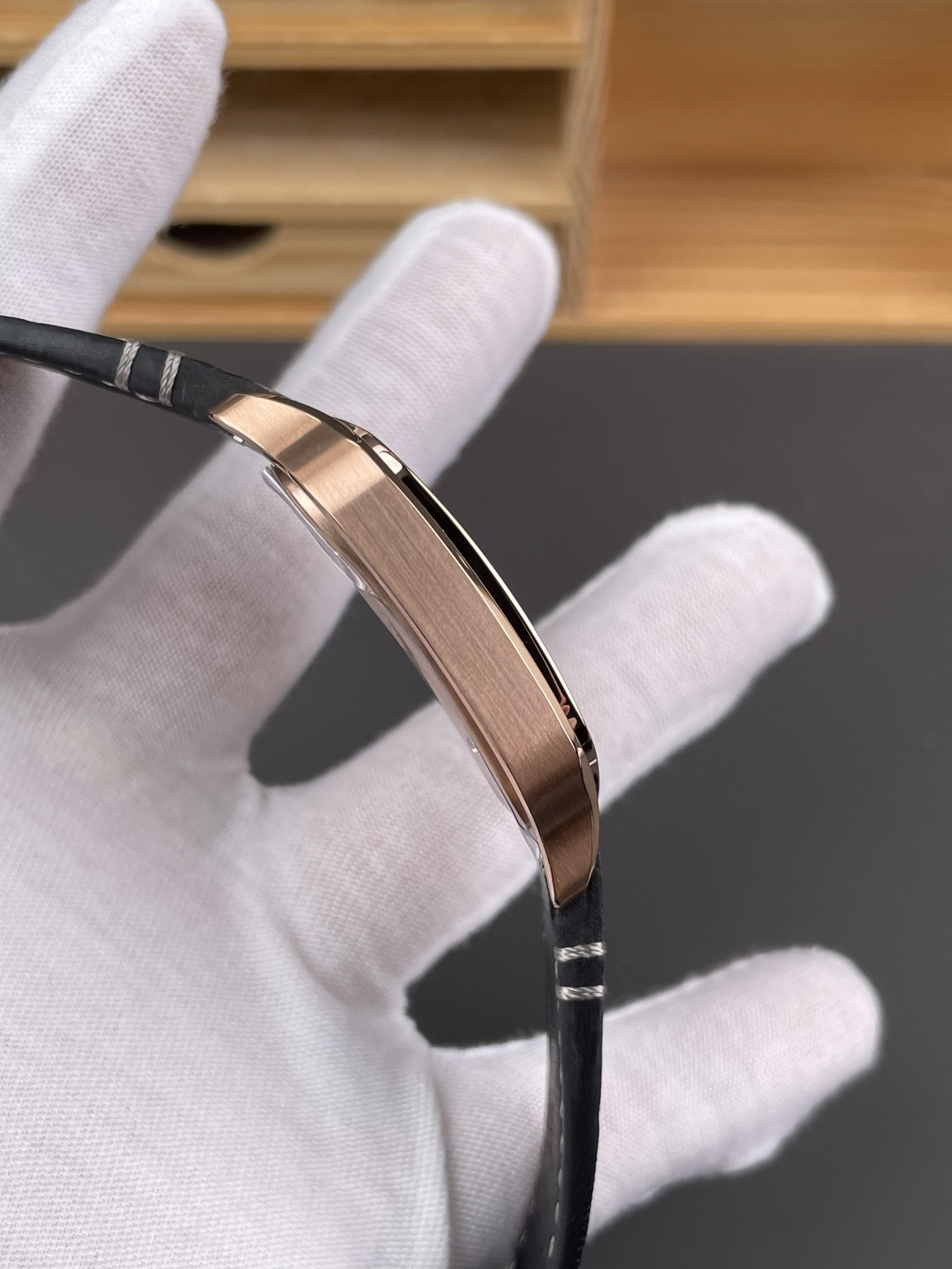 Santos Skeleton Series Leather Strap Rose Gold Dial