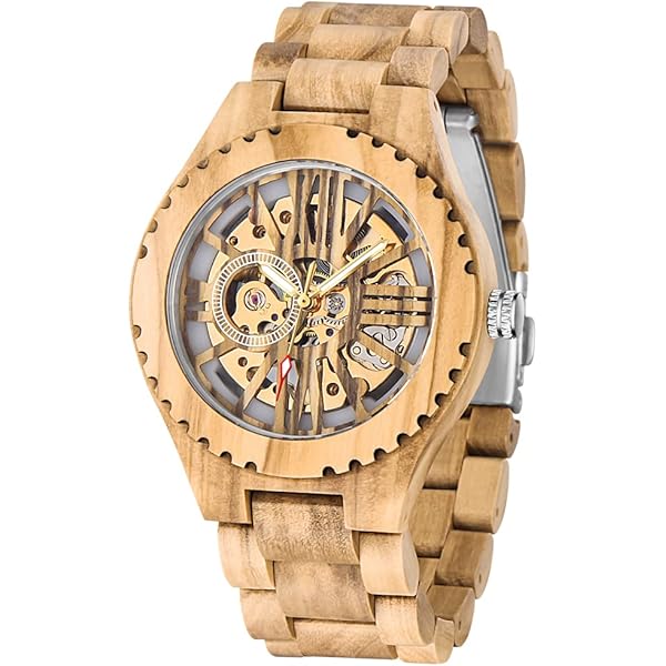 No Battery Fashion Mechanical Wooden Watch for Men, Mechanical Movement Wooden Strap Men's Watch for Father's Day, Birthday M804